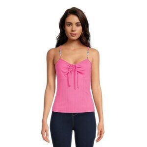 NWT No Boundaries Womens Juniors’ Ruched‎ Beaded Tank Top Pink Summer Swim
